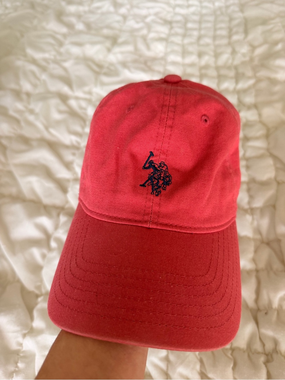 Polo by Ralph Lauren Red Baseball Cap with Navy Rider Logo